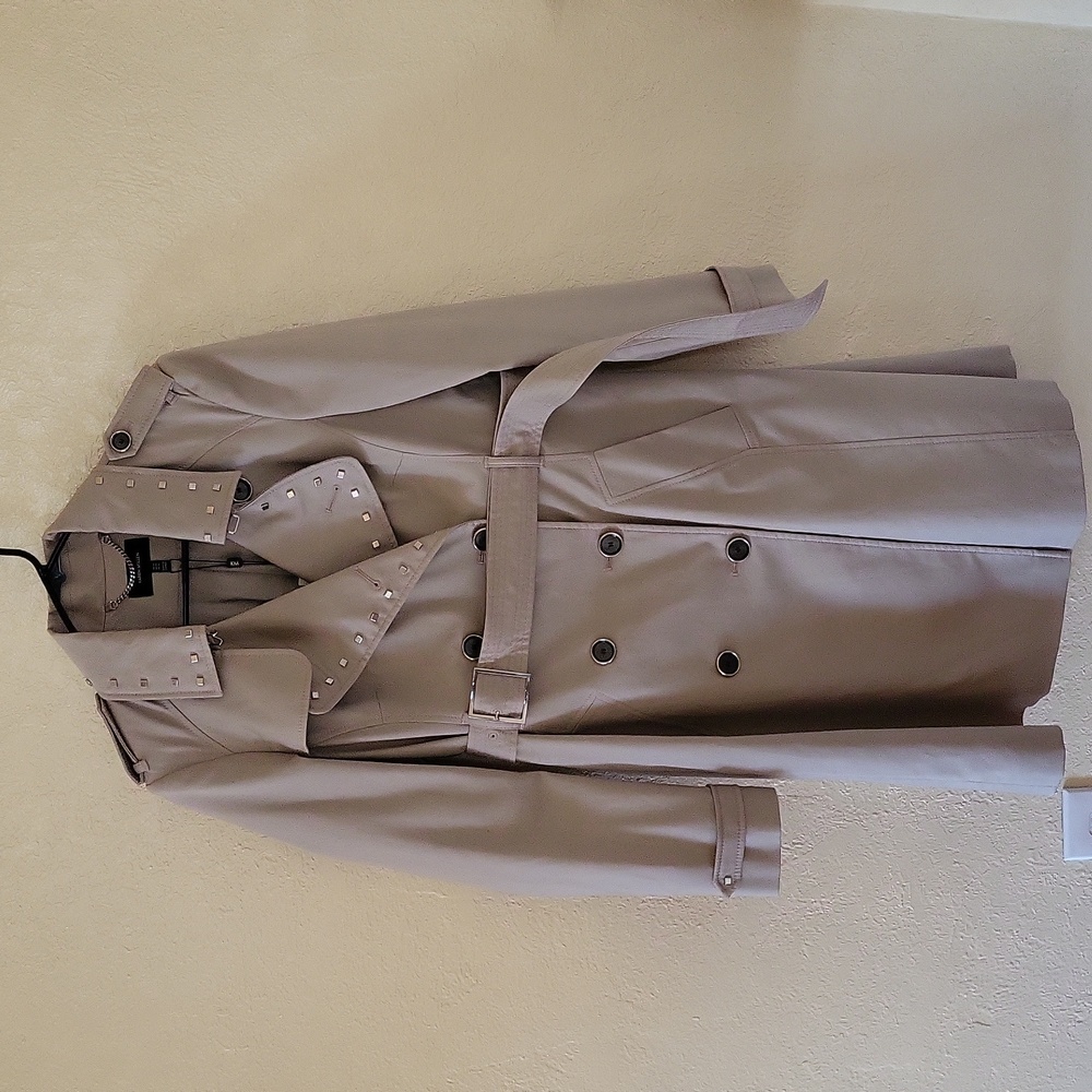 NWT Karen Millen Silver Studded Trenchcoat with Belt